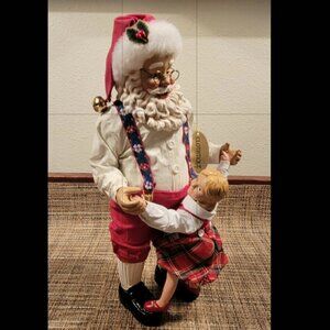 Clothtique Possible Dreams - Santa Claus Dancing with Girl -Christmas Dance